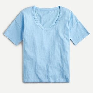 NWT J. Crew Light Blue Slub Cotton Scoopneck Tee, size XL
